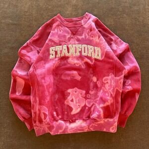 Vintage Russell Athletic Stanford Sweatshirt Acid Wash Pink Red Pro Cotton L